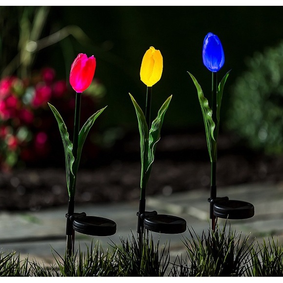 (2) Evergreen 29"H Solar Artificial Floral Garden Stake - Picture 2 of 5